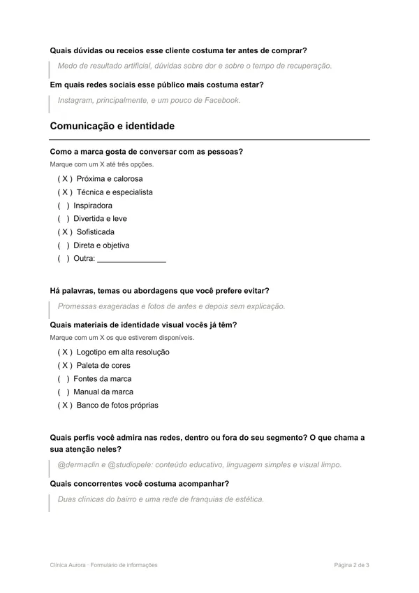 Formulário, página 2
